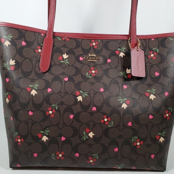 Coach Signature Heart Petal City Tote - Picture 6 of 6
